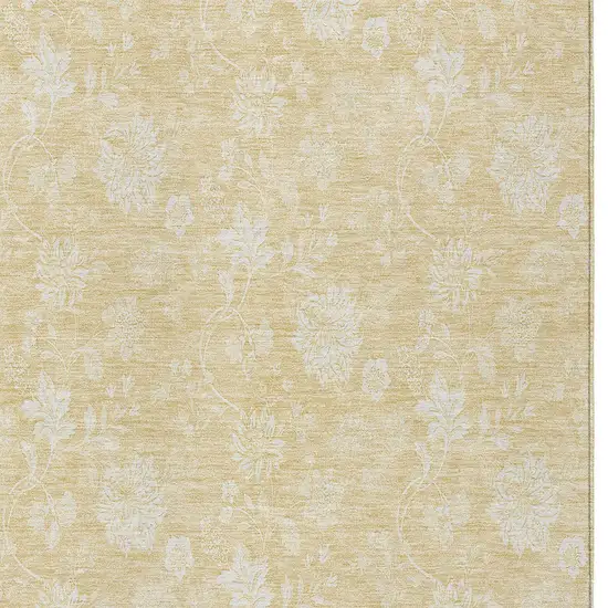 Yellow Wheat And Ivory Floral Washable Indoor Outdoor Area Rug Photo 5