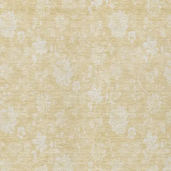 Yellow Wheat And Ivory Floral Washable Indoor Outdoor Area Rug Photo 5