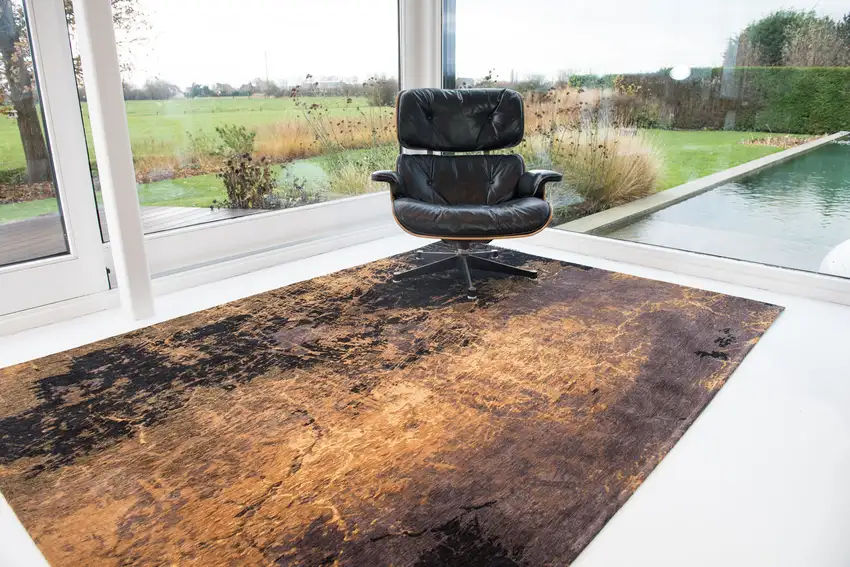 Yellow and Brown Abstract Non Skid Area Rug Photo 6