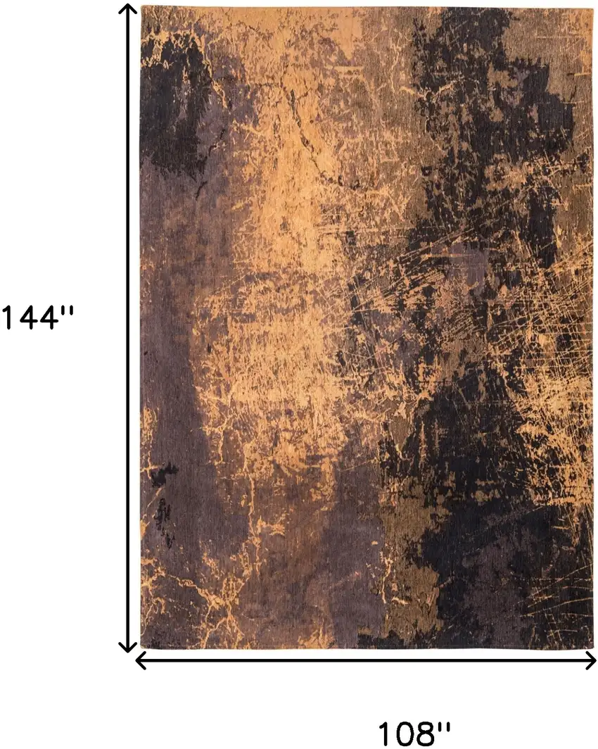 Yellow and Brown Abstract Non Skid Area Rug Photo 3