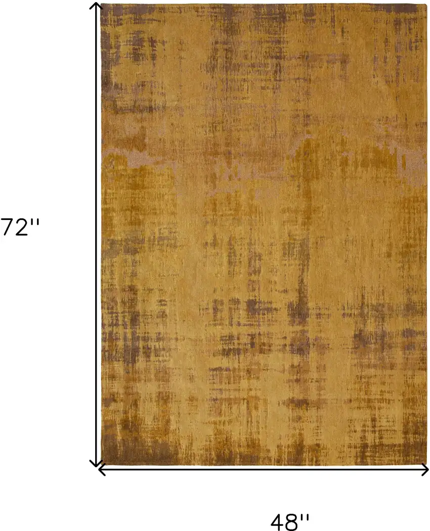 Yellow and Brown Abstract Non Skid Area Rug Photo 3