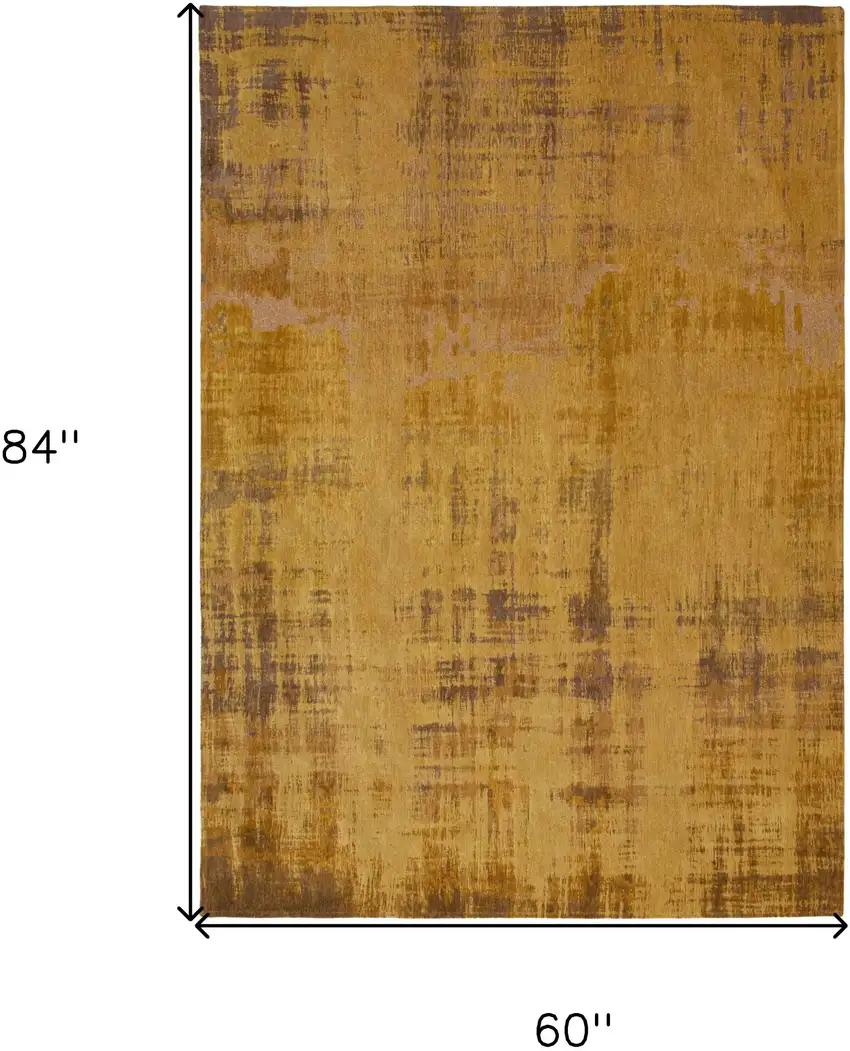 Yellow and Brown Abstract Non Skid Area Rug Photo 3