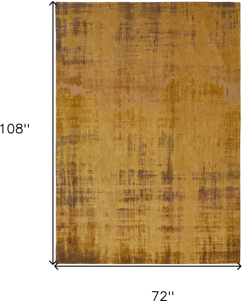 Yellow and Brown Abstract Non Skid Area Rug Photo 3