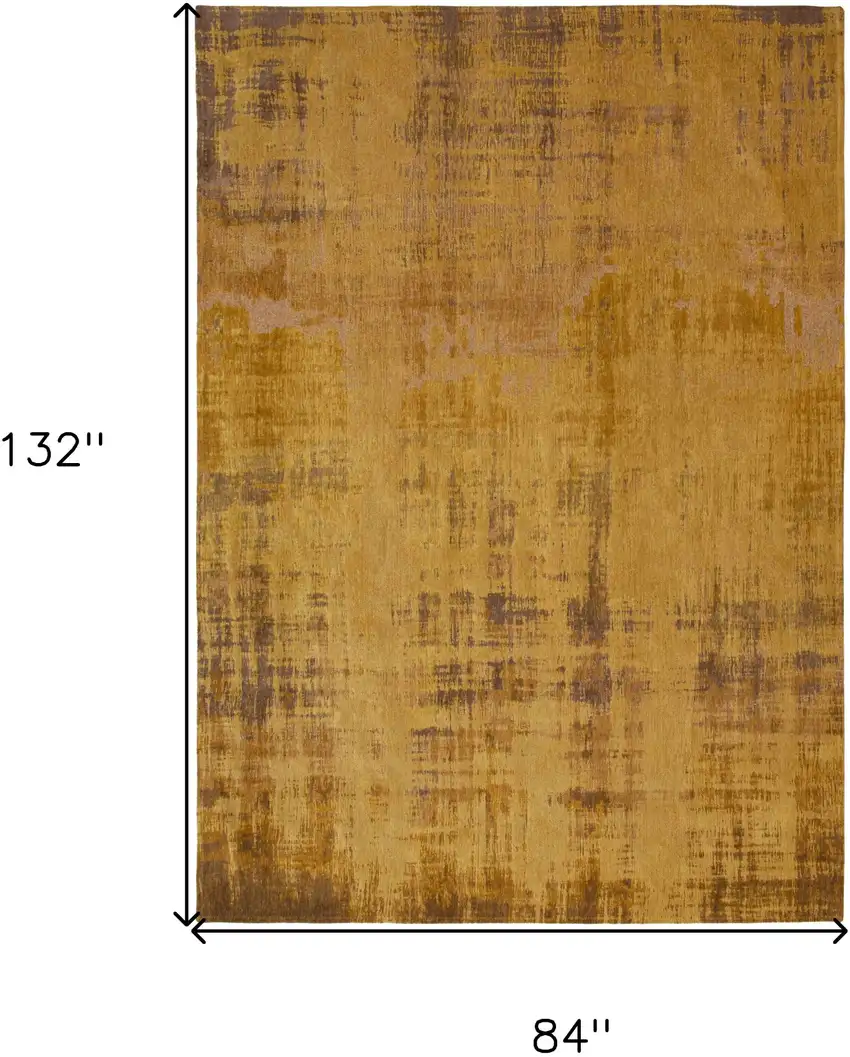 Yellow and Brown Abstract Non Skid Area Rug Photo 3