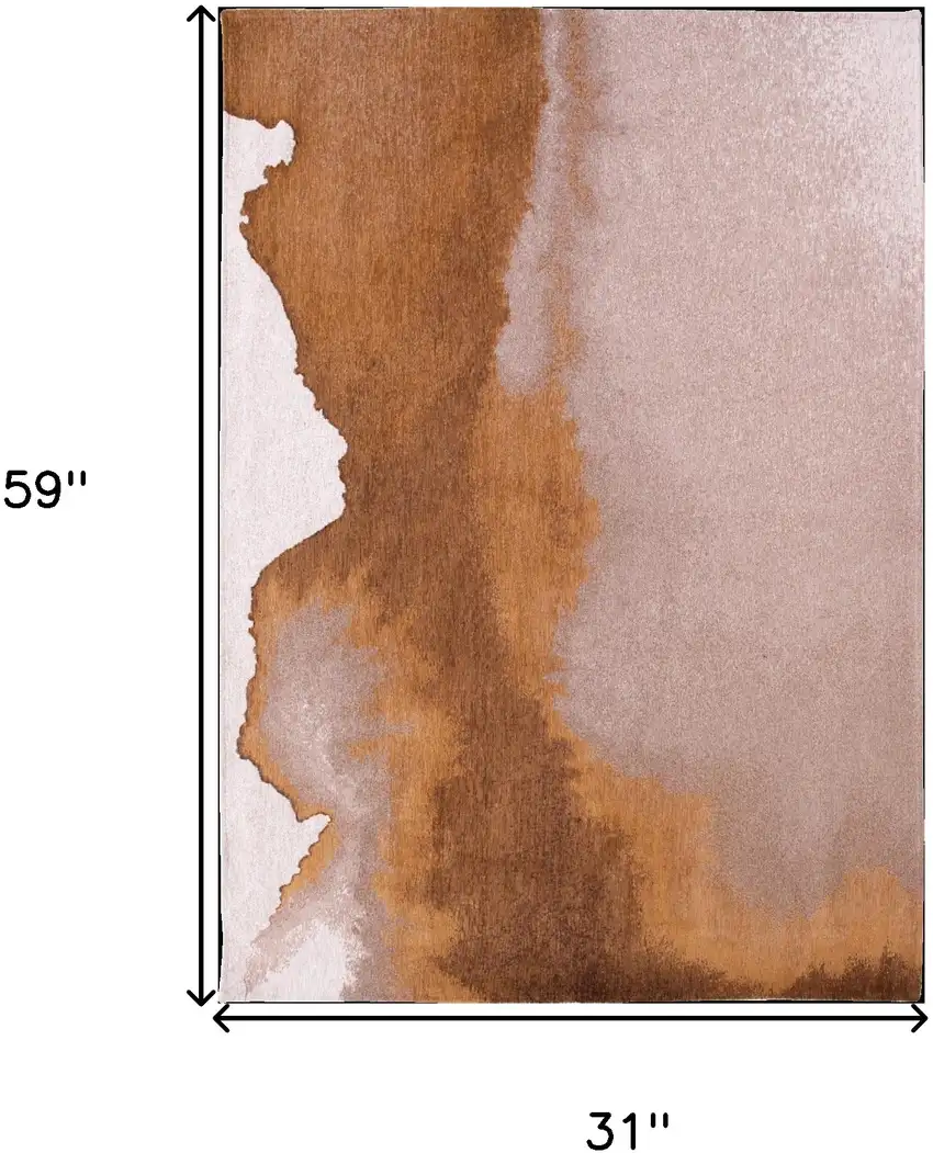 Yellow and Brown Abstract Non Skid Area Rug Photo 3