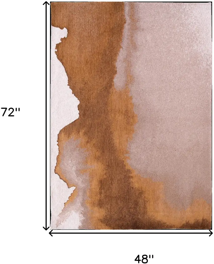 Yellow and Brown Abstract Non Skid Area Rug Photo 3