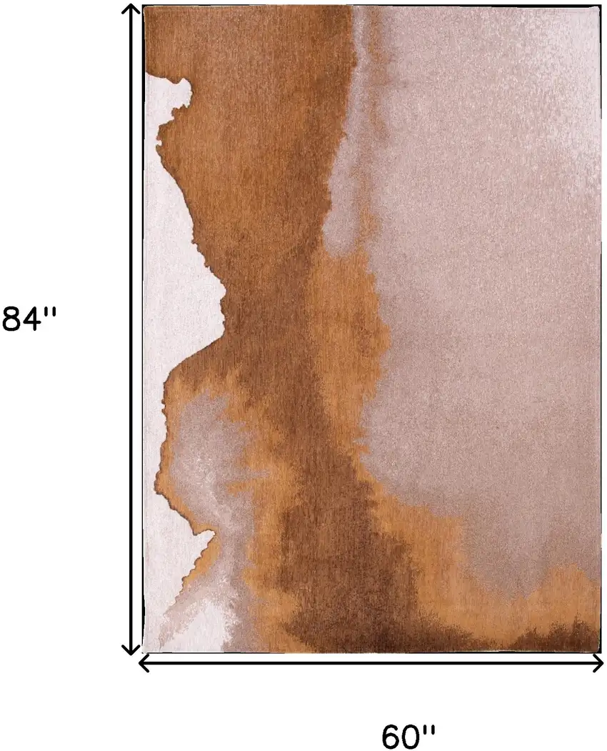 Yellow and Brown Abstract Non Skid Area Rug Photo 3