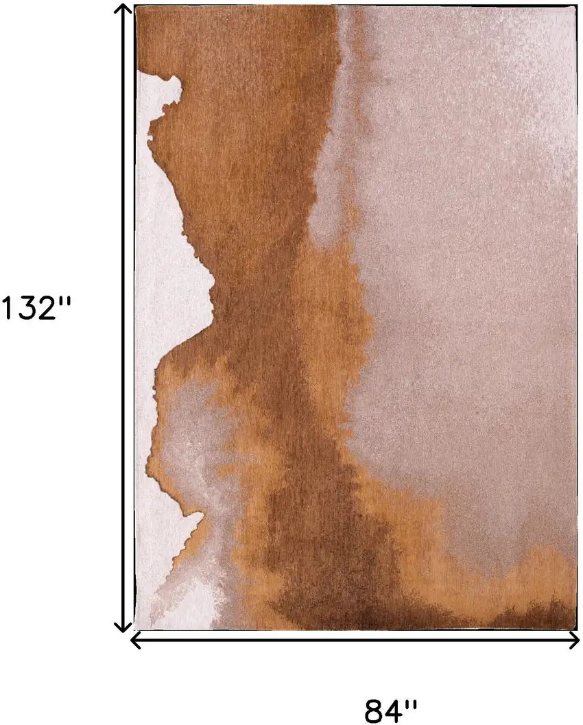 Yellow and Brown Abstract Non Skid Area Rug Photo 3