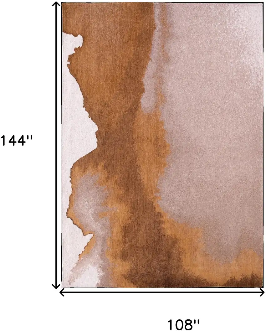 Yellow and Brown Abstract Non Skid Area Rug Photo 3