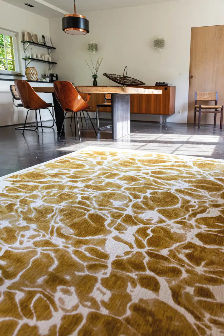 Yellow and Brown Abstract Non Skid Area Rug Photo 7