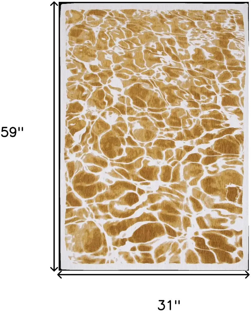 Yellow and Brown Abstract Non Skid Area Rug Photo 3