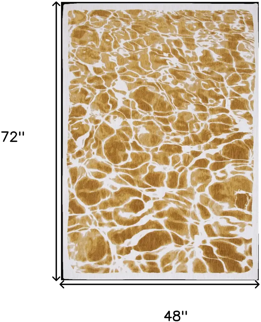 Yellow and Brown Abstract Non Skid Area Rug Photo 3