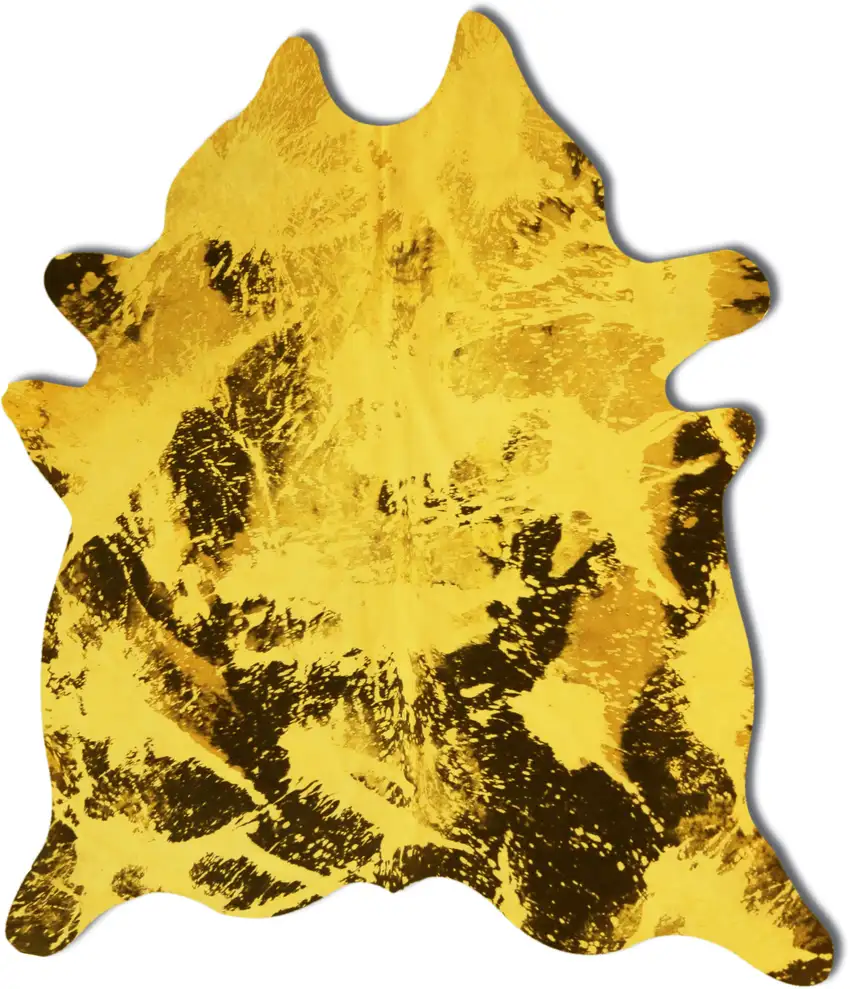 Yellow and Brown Cowhide Hand Knotted Area Rug Photo 1