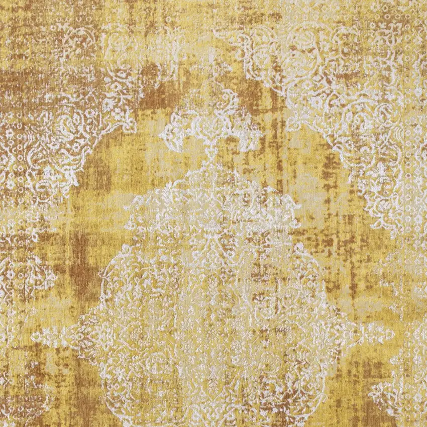 Yellow and Brown Oriental Non Skid Area Rug Photo 6