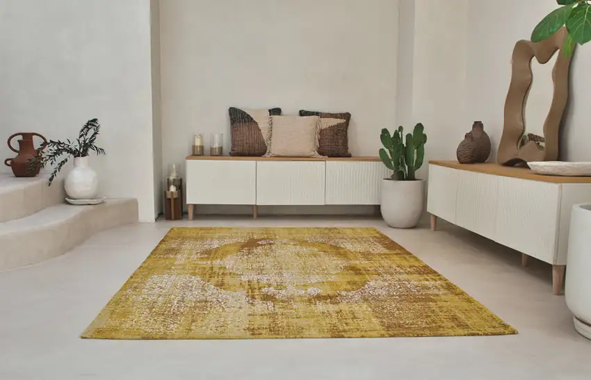 Yellow and Brown Oriental Non Skid Area Rug Photo 8