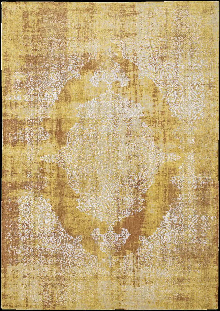 Yellow and Brown Oriental Non Skid Area Rug Photo 2