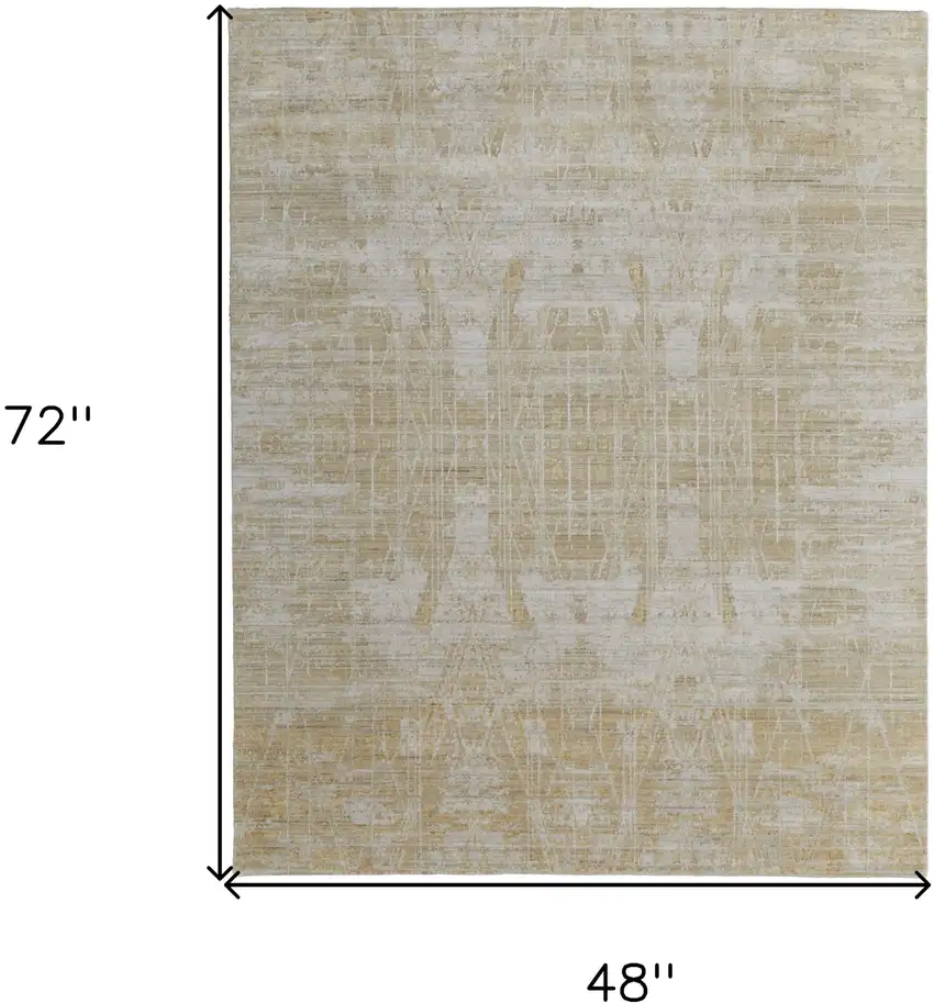 Yellow and Ivory Abstract Hand Woven Area Rug Photo 3