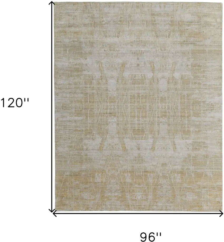 Yellow and Ivory Abstract Hand Woven Area Rug Photo 3
