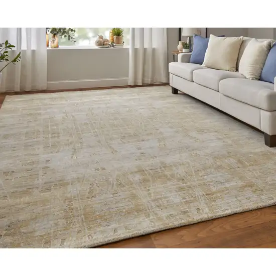 Yellow and Ivory Abstract Hand Woven Area Rug Photo 8