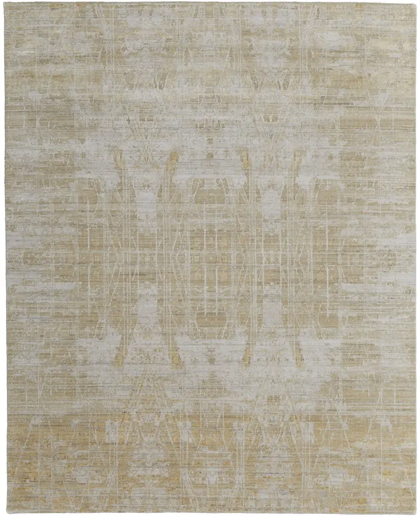 Yellow and Ivory Abstract Hand Woven Area Rug Photo 2