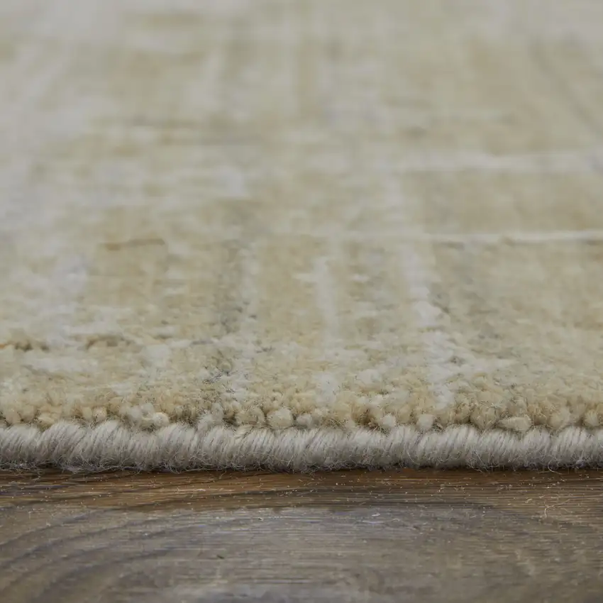 Yellow and Ivory Abstract Hand Woven Area Rug Photo 7