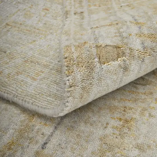 Yellow and Ivory Abstract Hand Woven Area Rug Photo 4