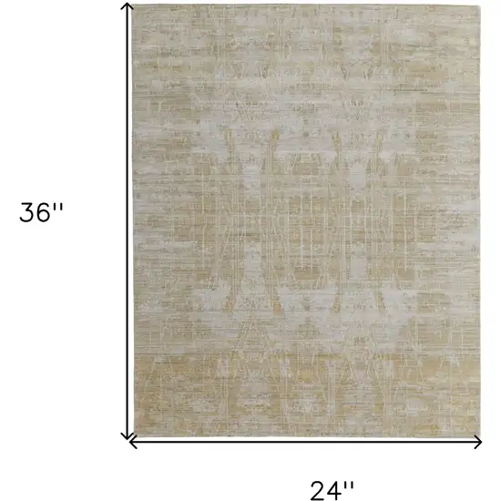 Yellow and Ivory Abstract Hand Woven Area Rug Photo 3
