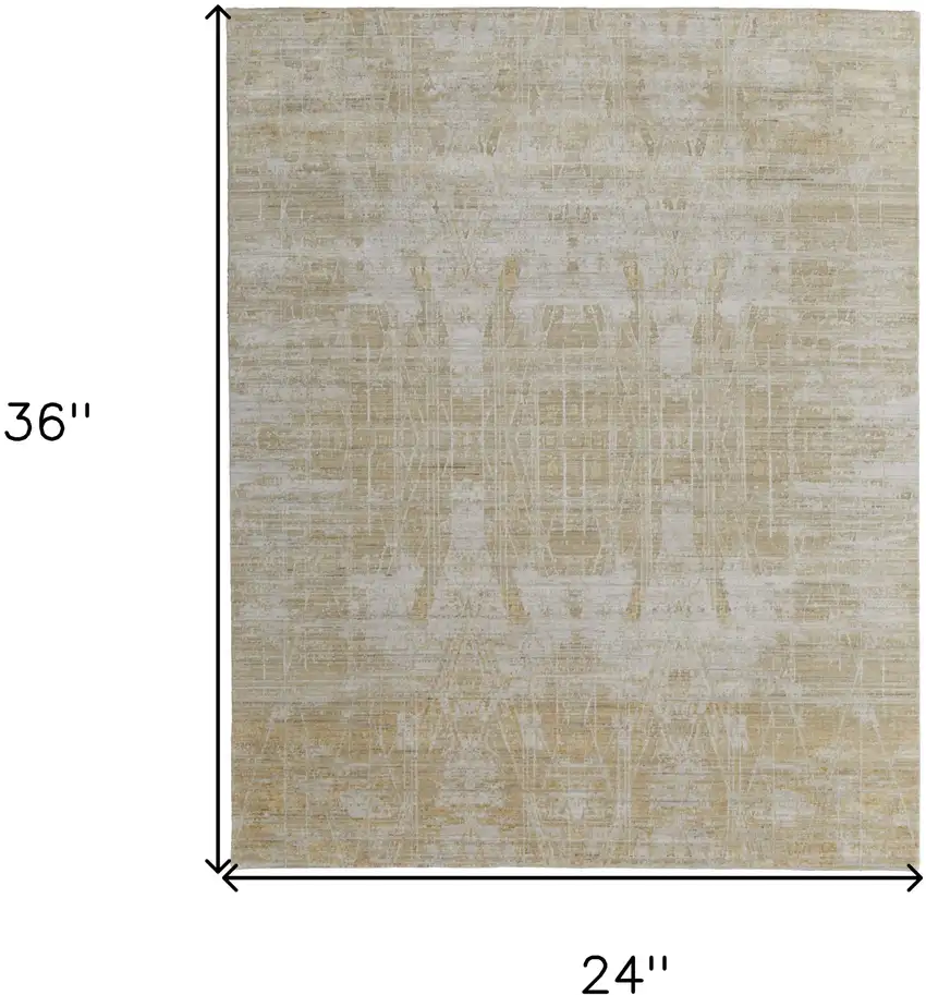 Yellow and Ivory Abstract Hand Woven Area Rug Photo 3