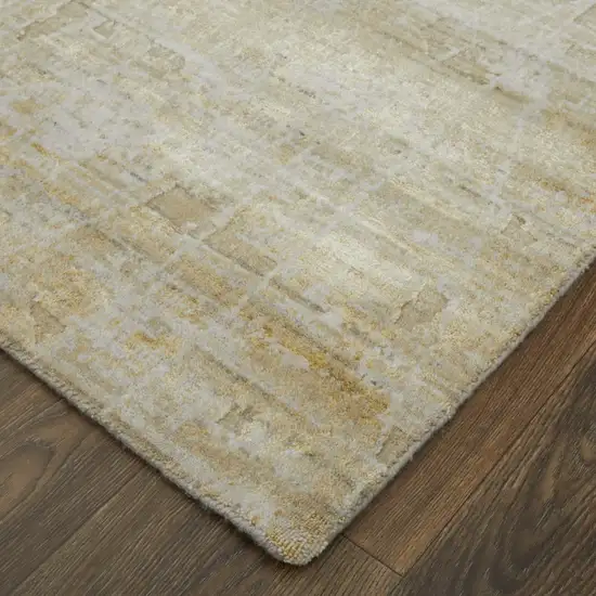Yellow and Ivory Abstract Hand Woven Area Rug Photo 5
