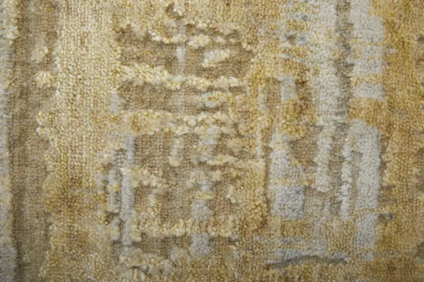 Yellow and Ivory Abstract Hand Woven Area Rug Photo 9