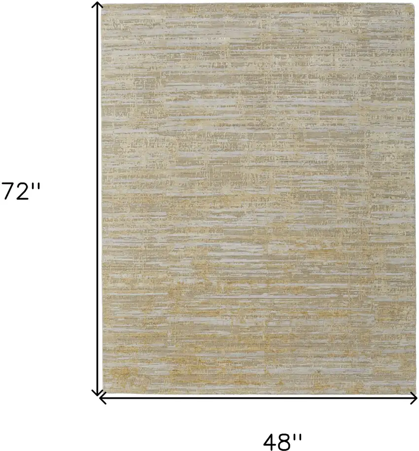 Yellow and Ivory Abstract Hand Woven Area Rug Photo 3