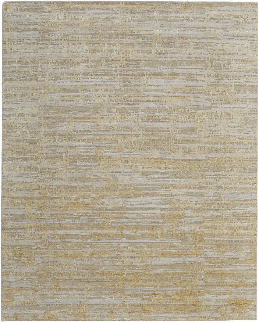 Yellow and Ivory Abstract Hand Woven Area Rug Photo 5