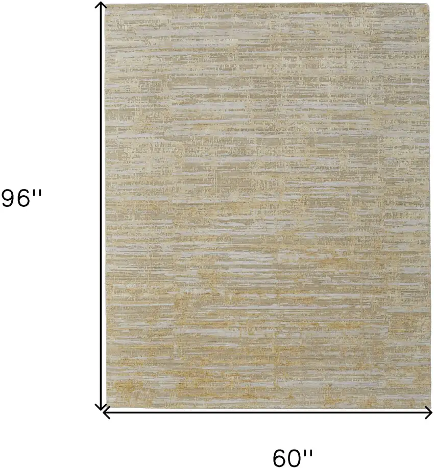 Yellow and Ivory Abstract Hand Woven Area Rug Photo 3