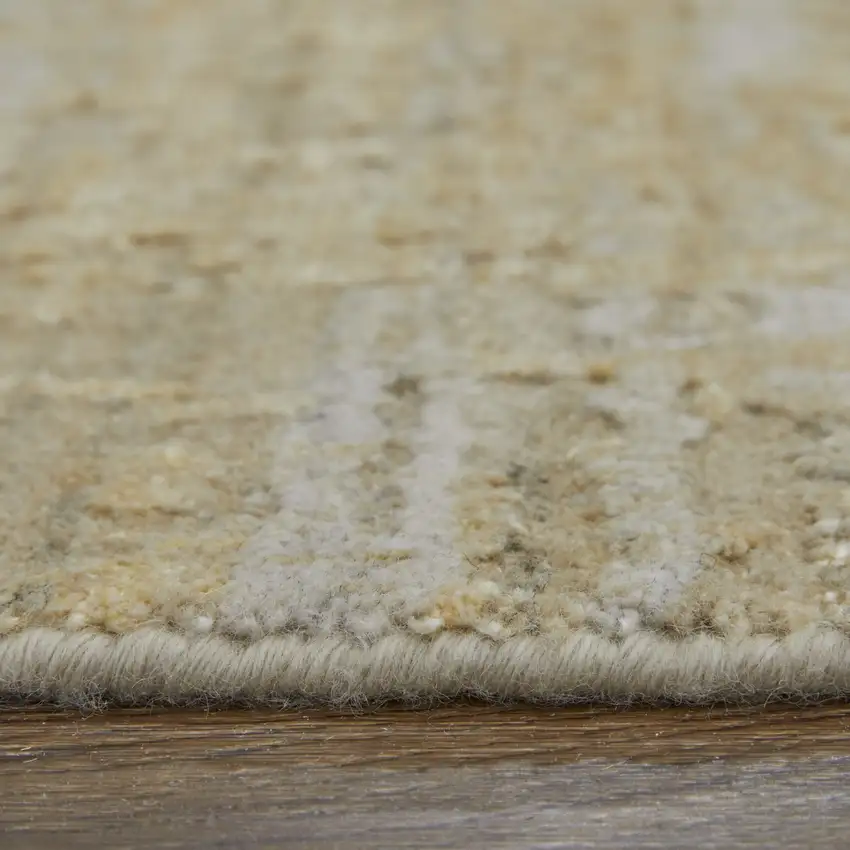 Yellow and Ivory Abstract Hand Woven Area Rug Photo 9