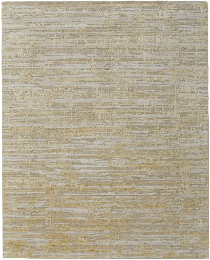 Yellow and Ivory Abstract Hand Woven Area Rug Photo 2
