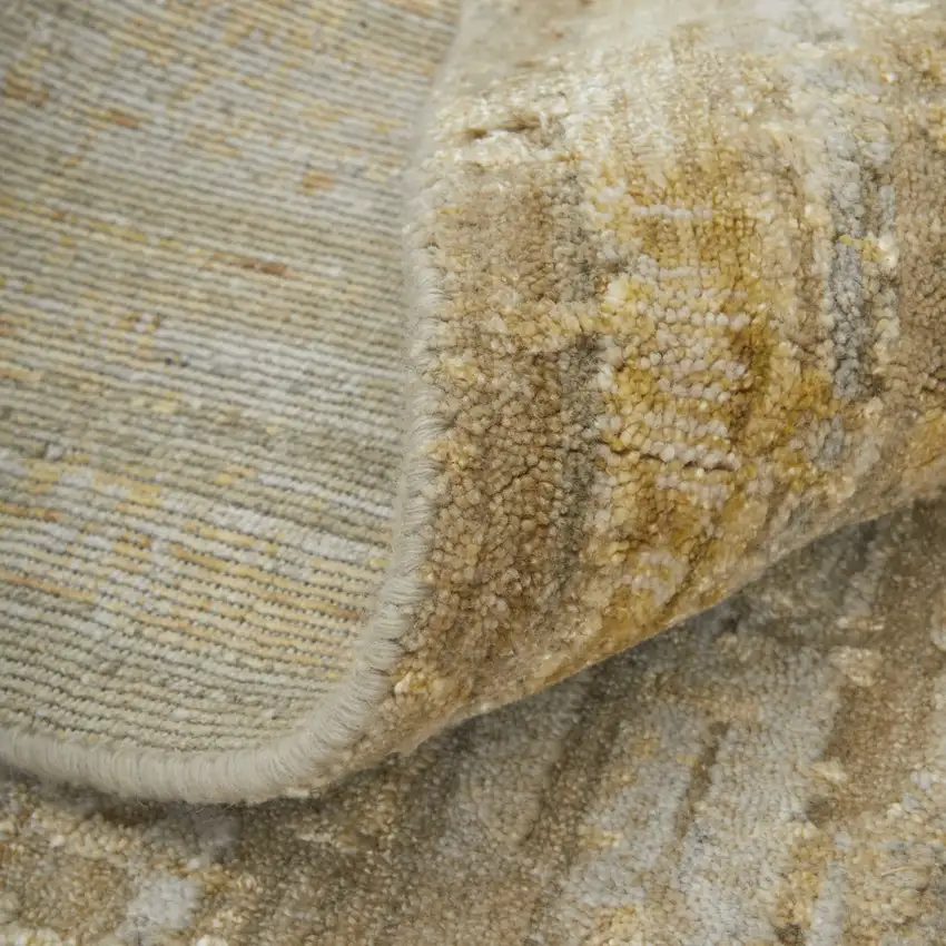 Yellow and Ivory Abstract Hand Woven Area Rug Photo 4