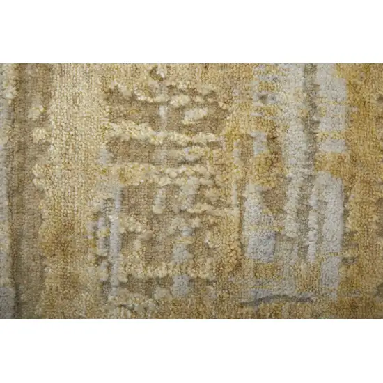 Yellow and Ivory Abstract Hand Woven Area Rug Photo 8
