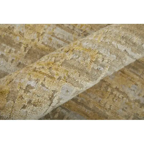 Yellow and Ivory Abstract Hand Woven Area Rug Photo 9