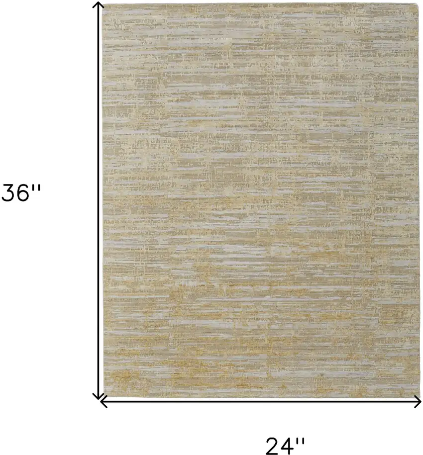 Yellow and Ivory Abstract Hand Woven Area Rug Photo 3