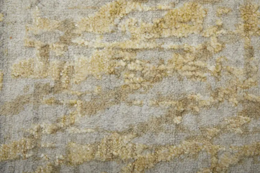 Yellow and Ivory Abstract Hand Woven Area Rug Photo 8