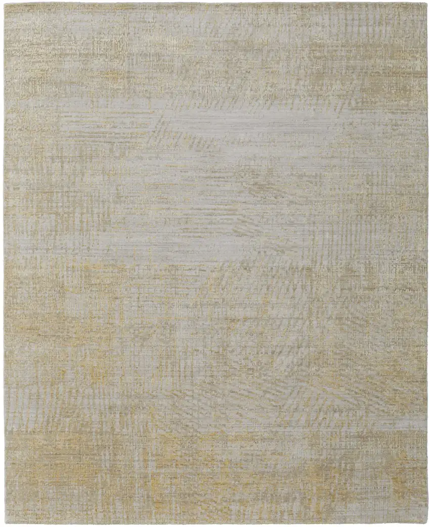 Yellow and Ivory Abstract Hand Woven Area Rug Photo 2