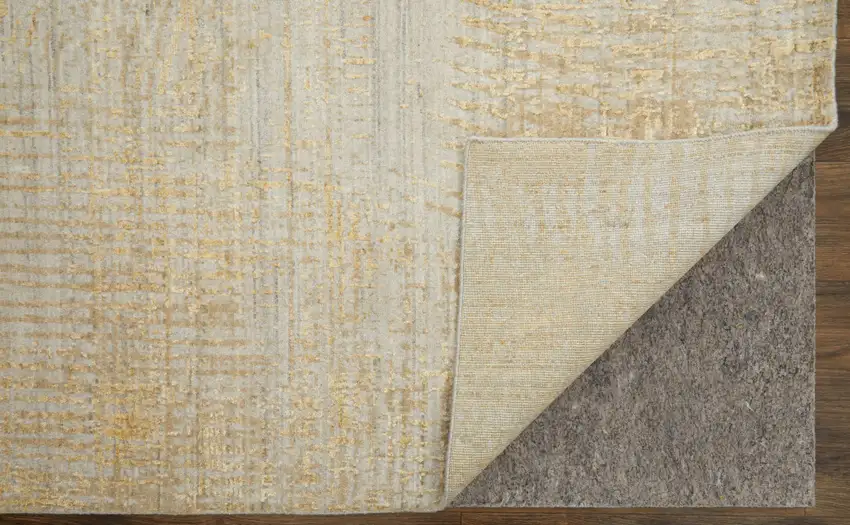 Yellow and Ivory Abstract Hand Woven Area Rug Photo 4