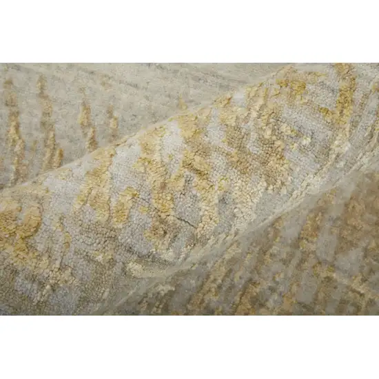 Yellow and Ivory Abstract Hand Woven Area Rug Photo 9