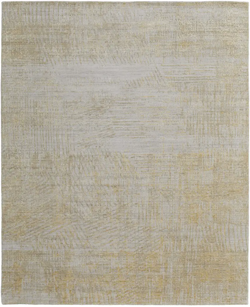 Yellow and Ivory Abstract Hand Woven Area Rug Photo 5
