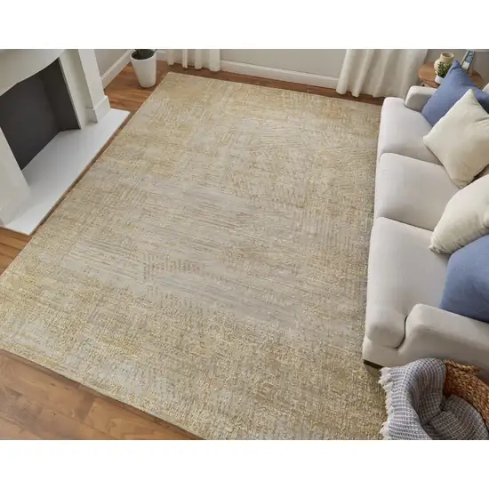 Yellow and Ivory Abstract Hand Woven Area Rug Photo 9