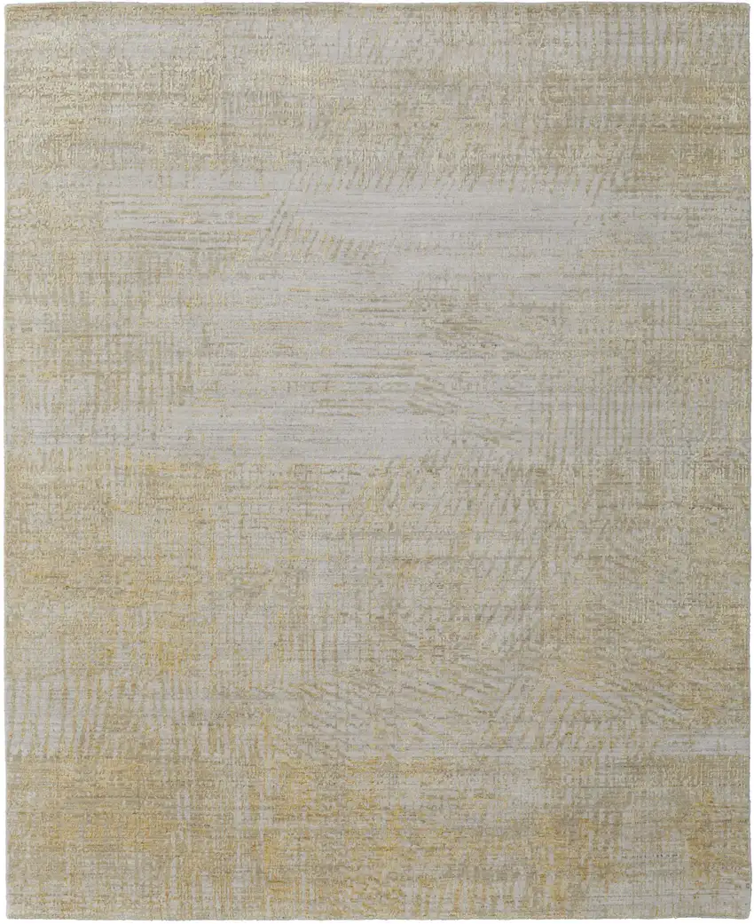 Yellow and Ivory Abstract Hand Woven Area Rug Photo 4