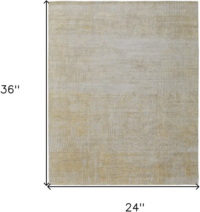 Yellow and Ivory Abstract Hand Woven Area Rug Photo 3