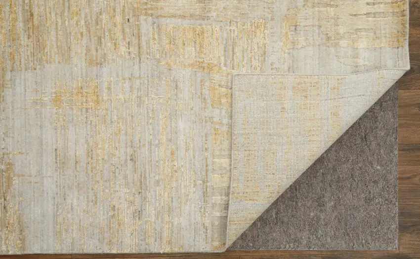 Yellow and Ivory Abstract Hand Woven Area Rug Photo 7