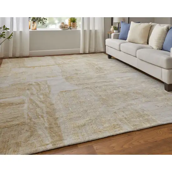 Yellow and Ivory Abstract Hand Woven Area Rug Photo 9