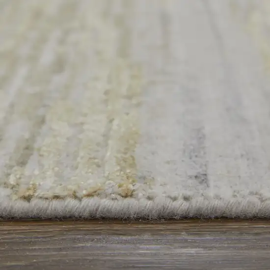 Yellow and Ivory Abstract Hand Woven Area Rug Photo 9